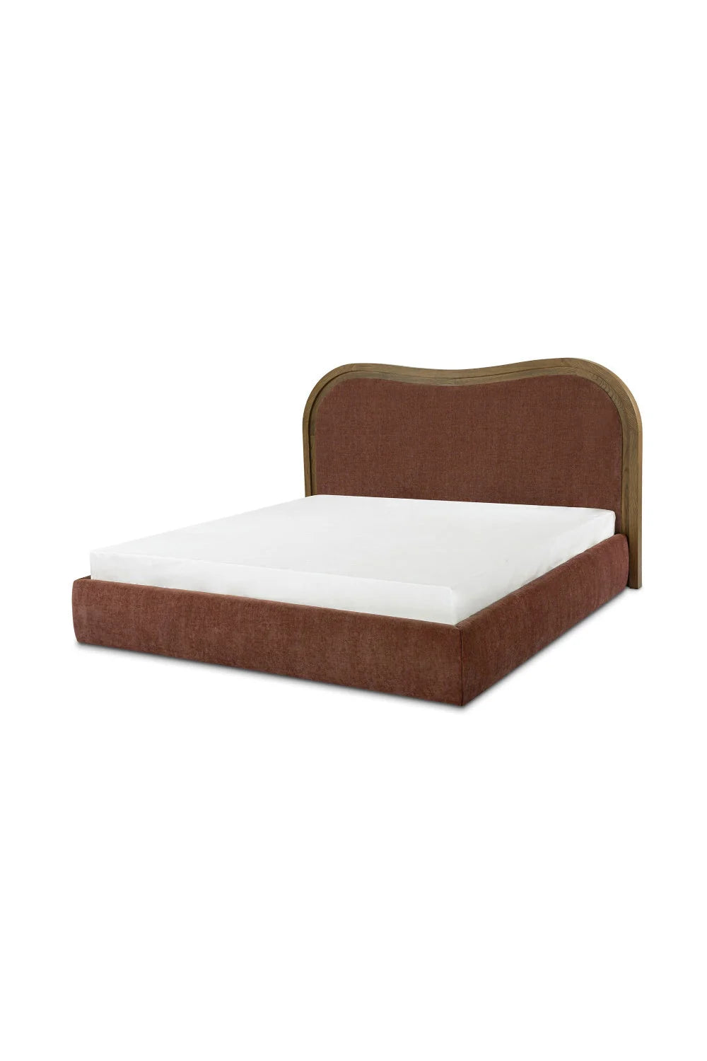 Luxury Upholstered Modern Brown Wave Bed European Style for Villa