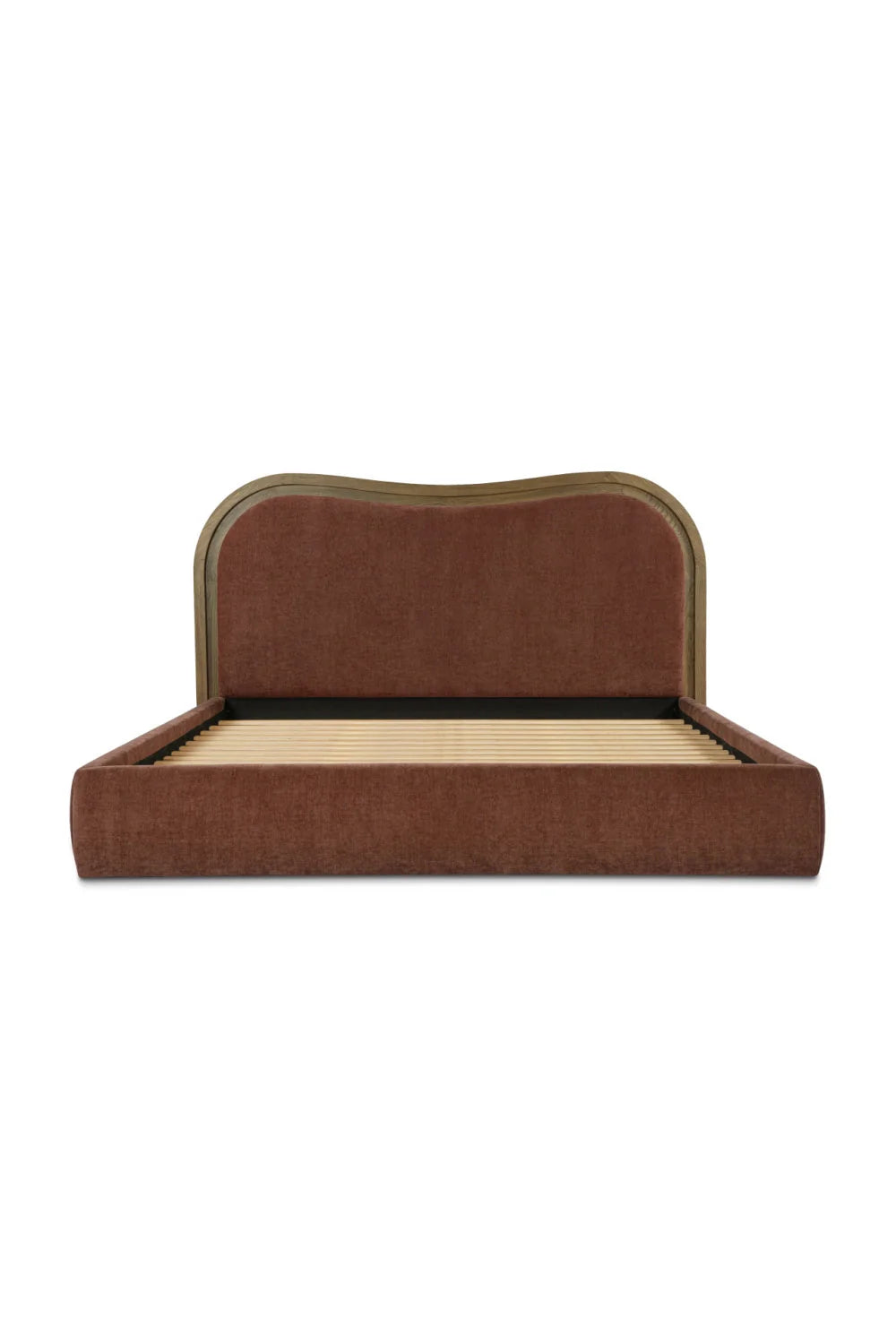 Luxury Upholstered Modern Brown Wave Bed European Style for Villa
