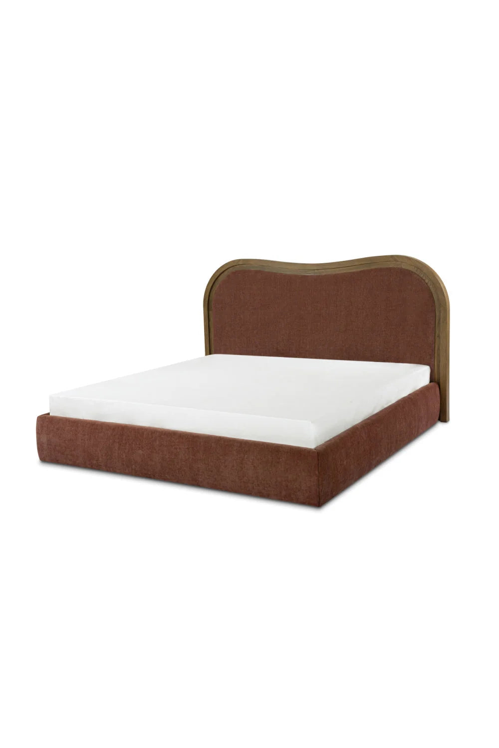 Luxury Upholstered Modern Brown Wave Bed European Style for Villa