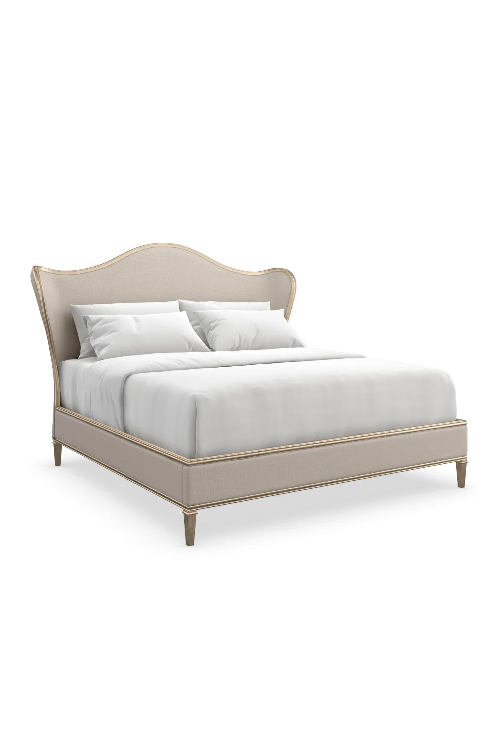 Luxury Upholstered Modern Camelback Bed European Style for Villa