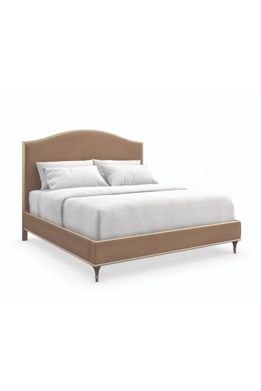 Luxury Upholstered Modern Camelback King Bed European Style for Villa
