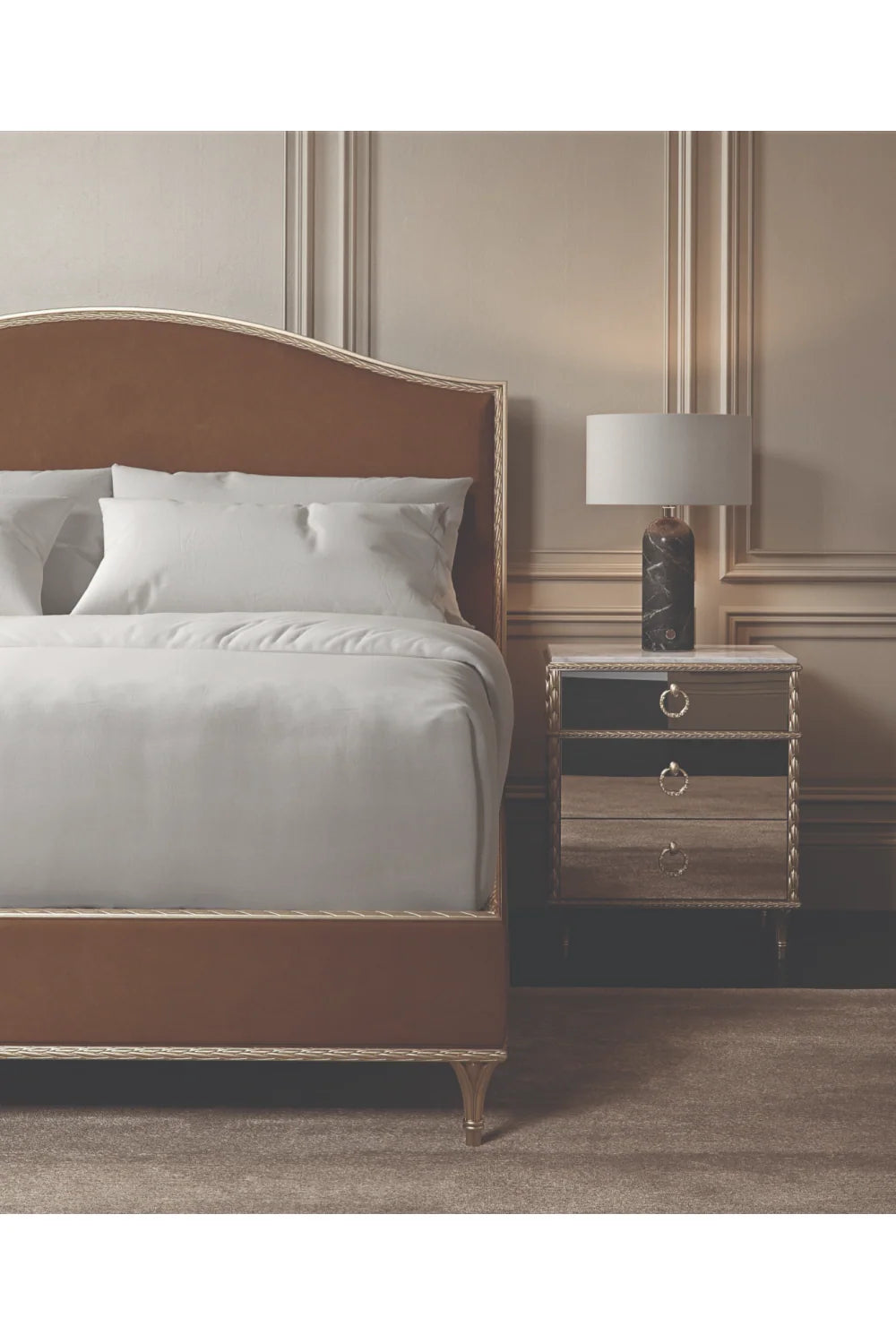 Luxury Upholstered Modern Camelback King Bed European Style for Villa