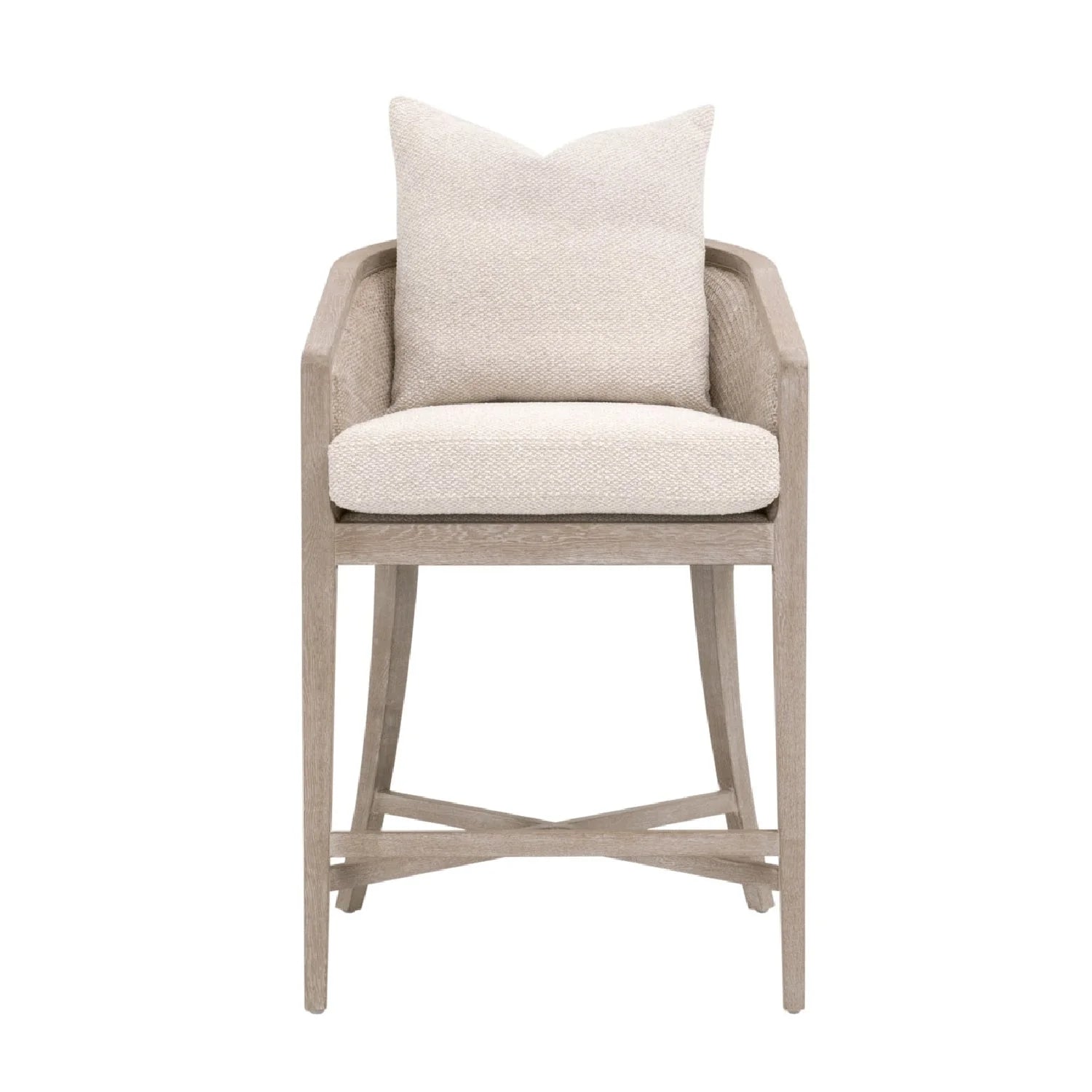 Luxury Upholstered Modern Cane Counter Stool European Style for Villa