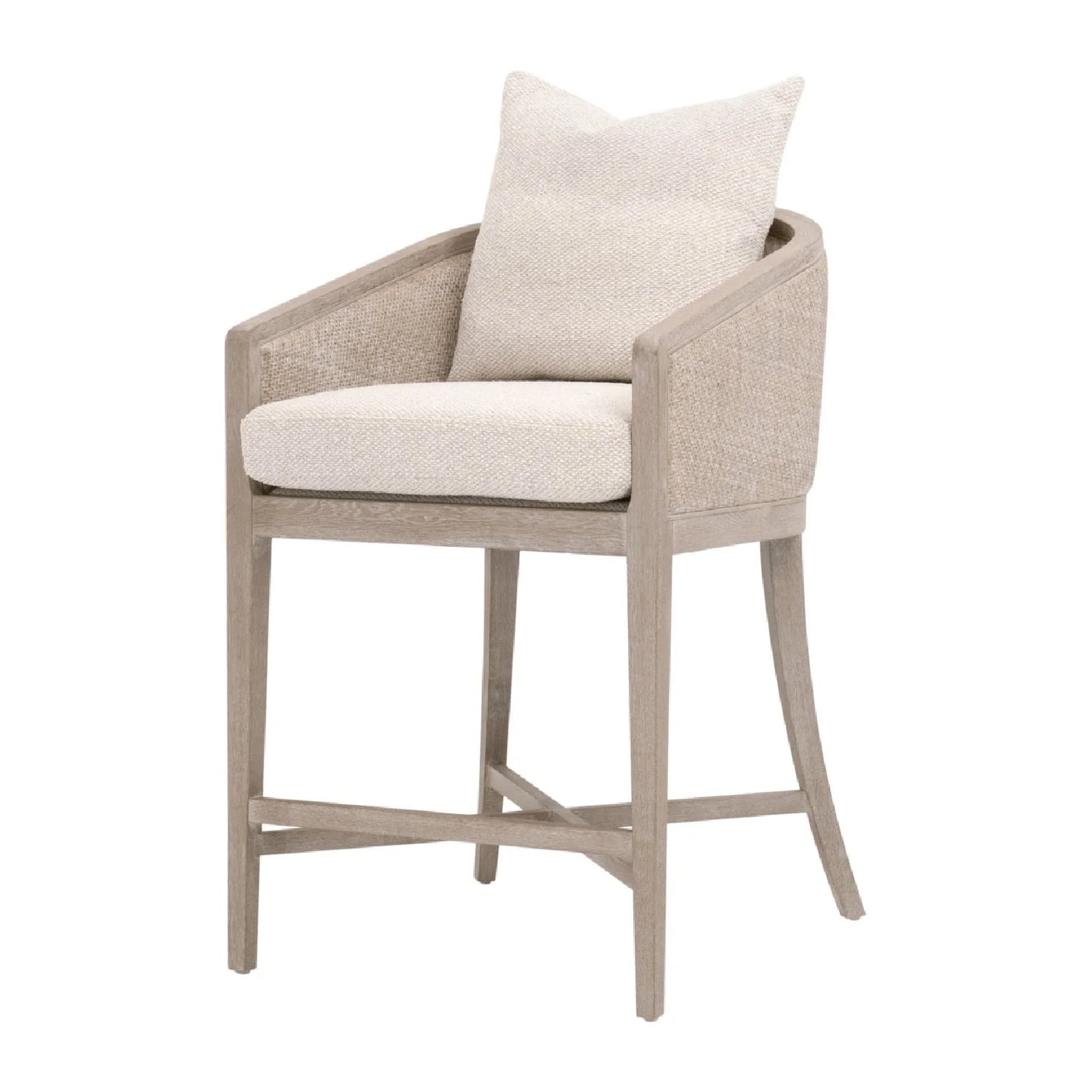 Luxury Upholstered Modern Cane Counter Stool European Style for Villa