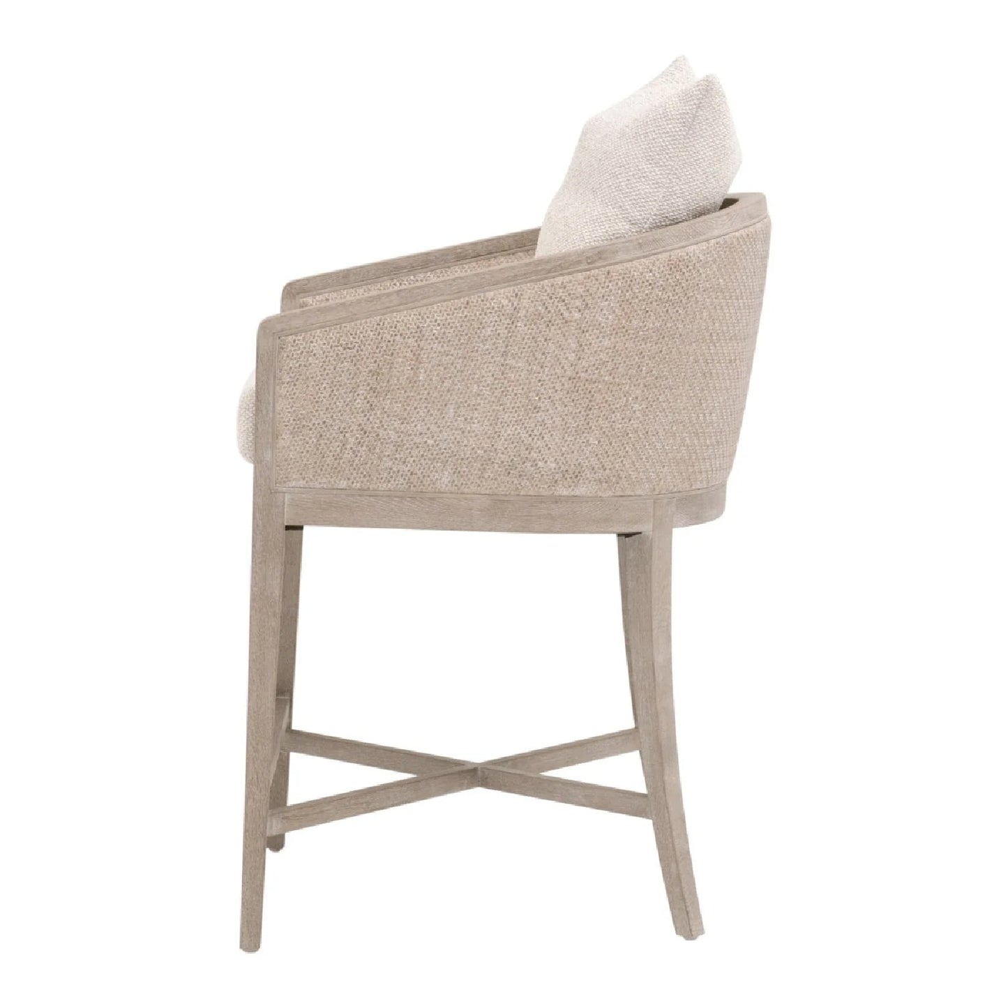 Luxury Upholstered Modern Cane Counter Stool European Style for Villa