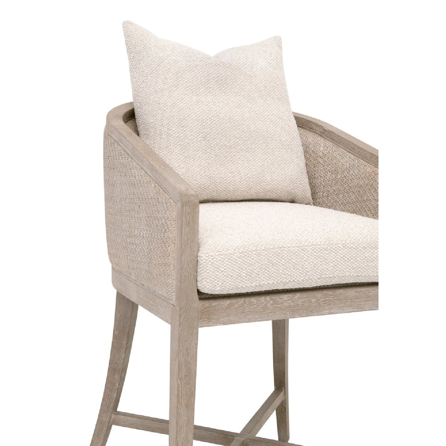 Luxury Upholstered Modern Cane Counter Stool European Style for Villa