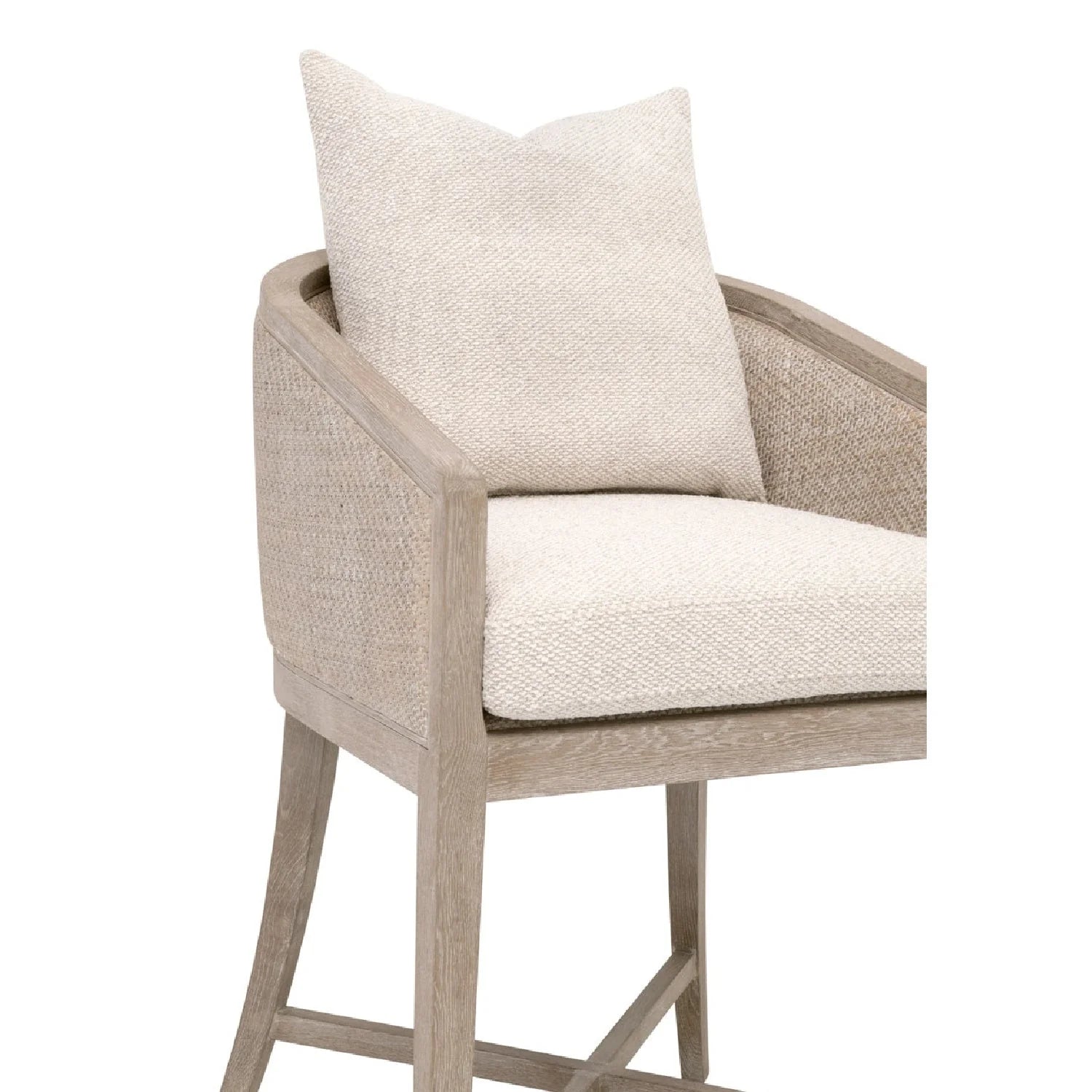 Luxury Upholstered Modern Cane Counter Stool European Style for Villa