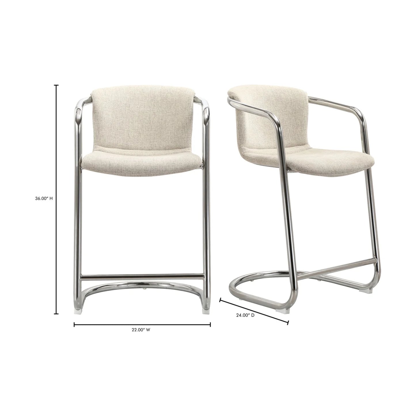 Luxury Upholstered Modern Cantilevered Counter Stool Set European Style for Villa