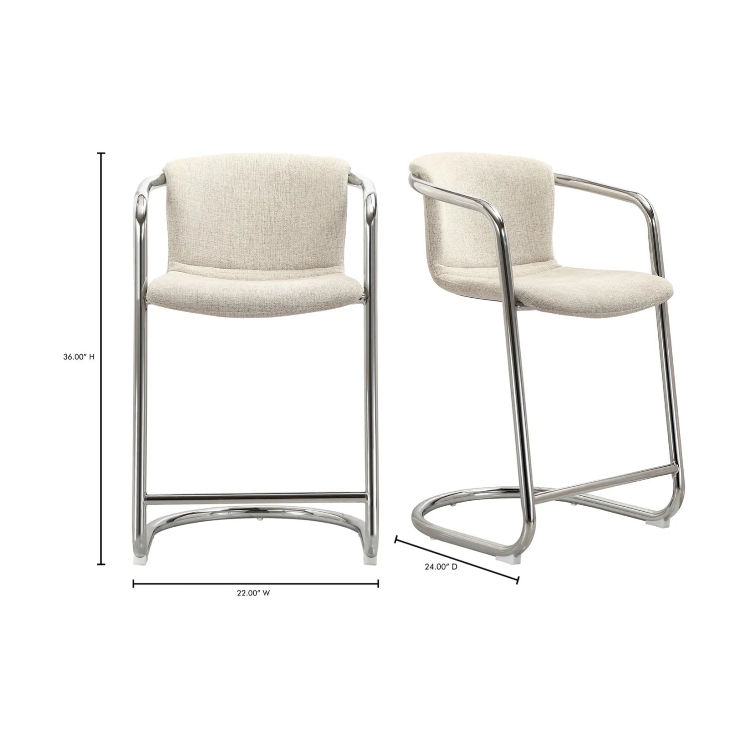 Luxury Upholstered Modern Cantilevered Counter Stool Set European Style for Villa