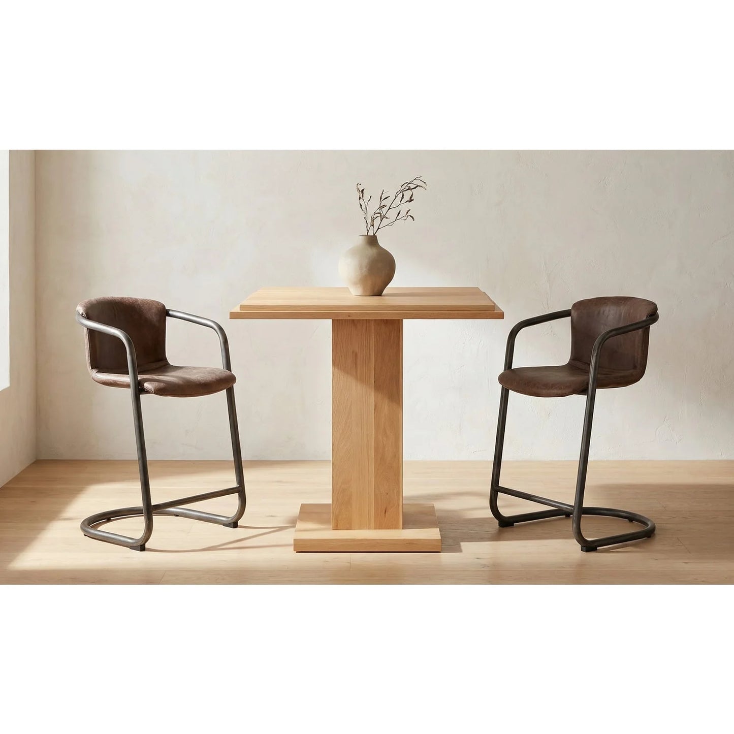 Luxury Upholstered Modern Cantilevered Counter Stool Set European Style for Villa