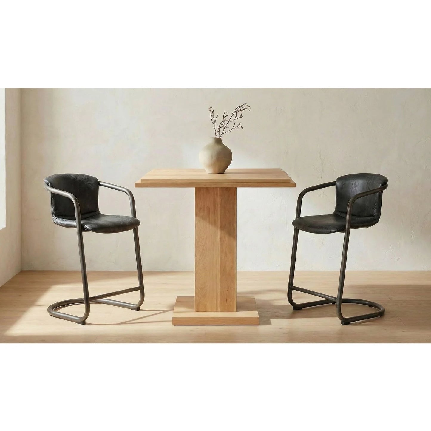 Luxury Upholstered Modern Cantilevered Counter Stool Set European Style for Villa