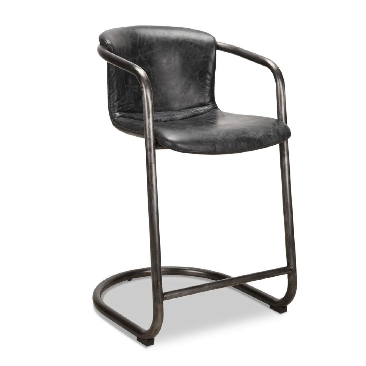 Luxury Upholstered Modern Cantilevered Counter Stool Set European Style for Villa