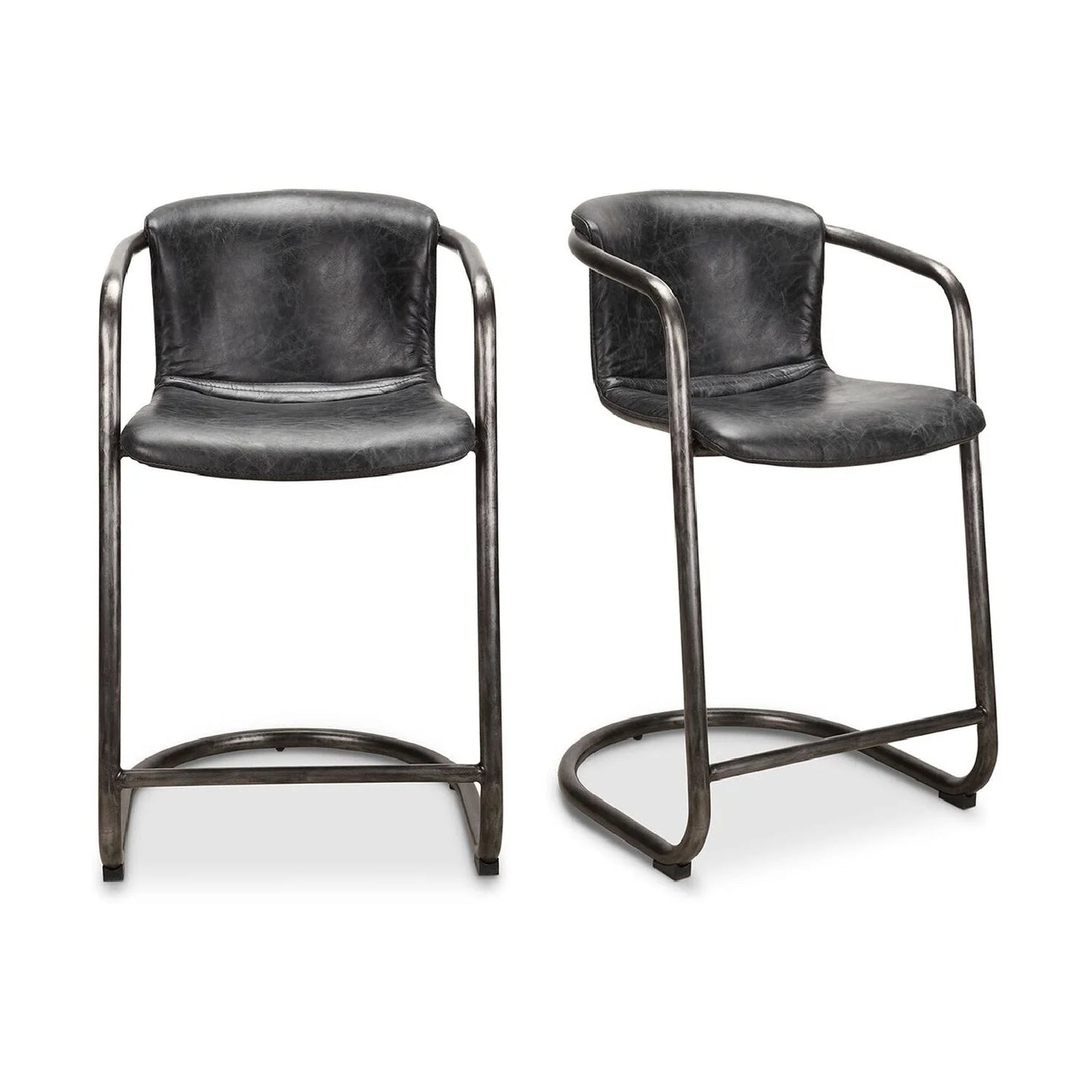 Luxury Upholstered Modern Cantilevered Counter Stool Set European Style for Villa