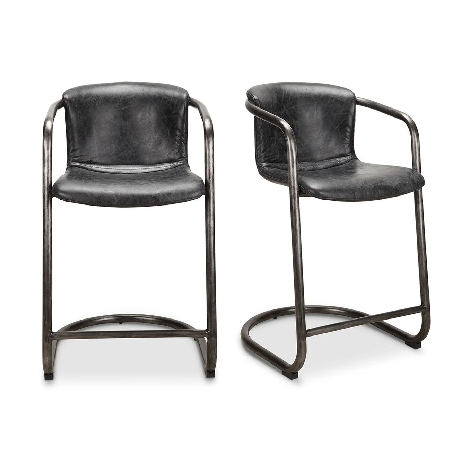 Luxury Upholstered Modern Cantilevered Counter Stool Set European Style for Villa