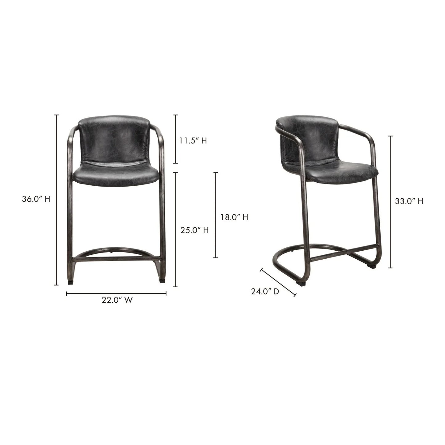 Luxury Upholstered Modern Cantilevered Counter Stool Set European Style for Villa