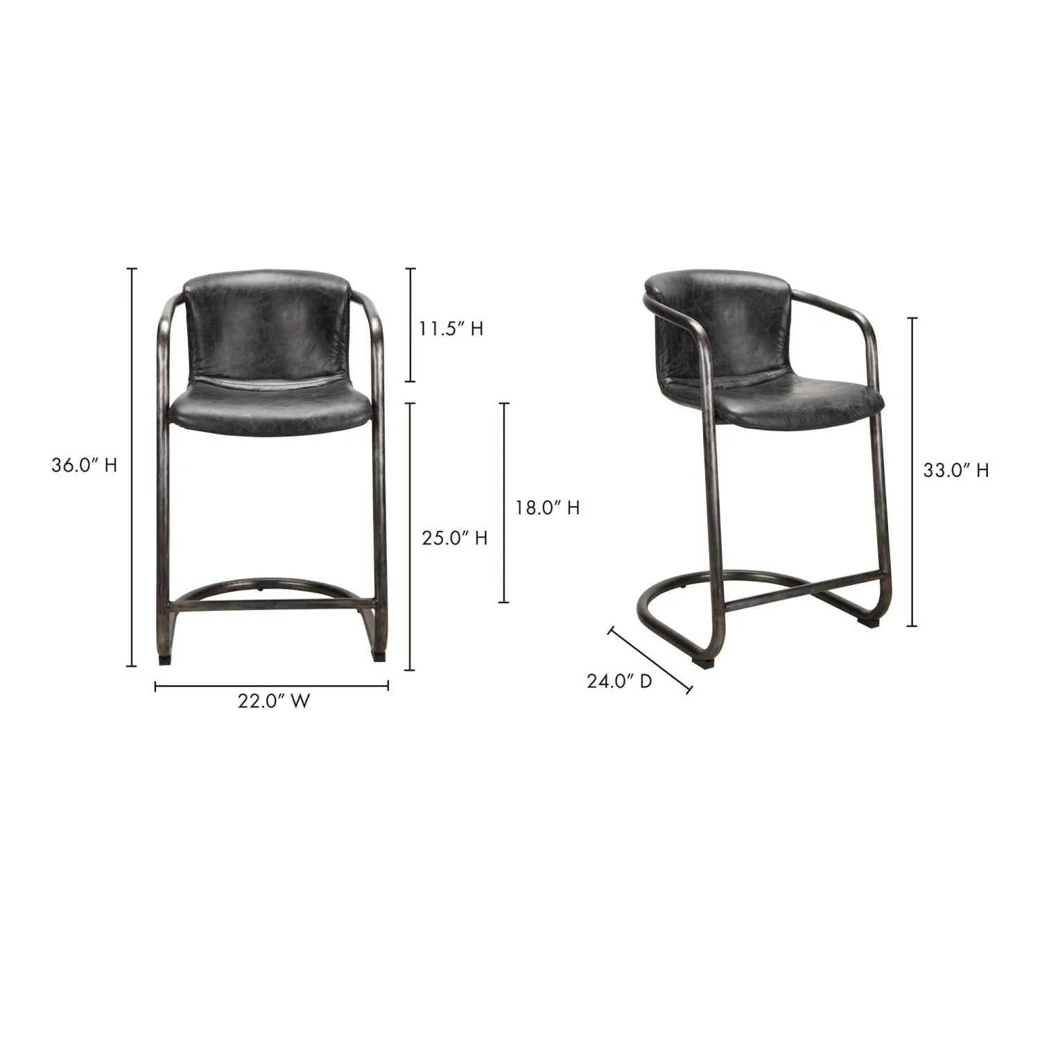 Luxury Upholstered Modern Cantilevered Counter Stool Set European Style for Villa