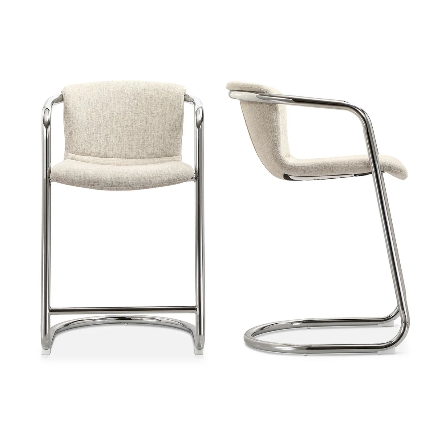 Luxury Upholstered Modern Cantilevered Counter Stool Set European Style for Villa