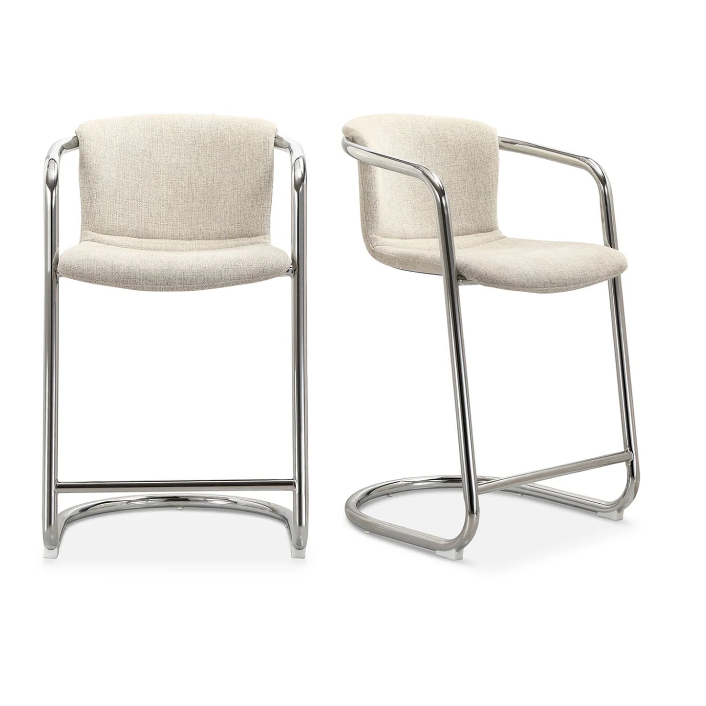Luxury Upholstered Modern Cantilevered Counter Stool Set European Style for Villa