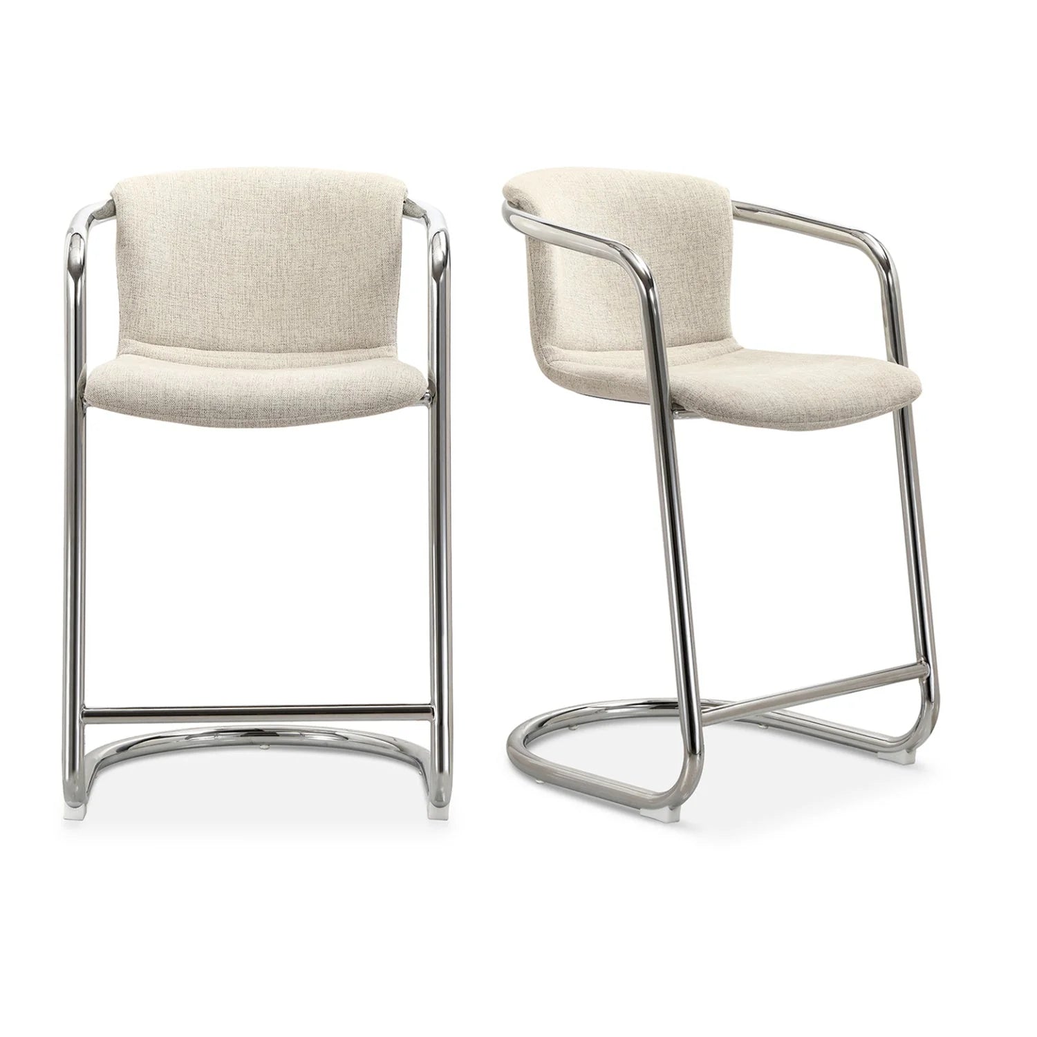 Luxury Upholstered Modern Cantilevered Counter Stool Set European Style for Villa