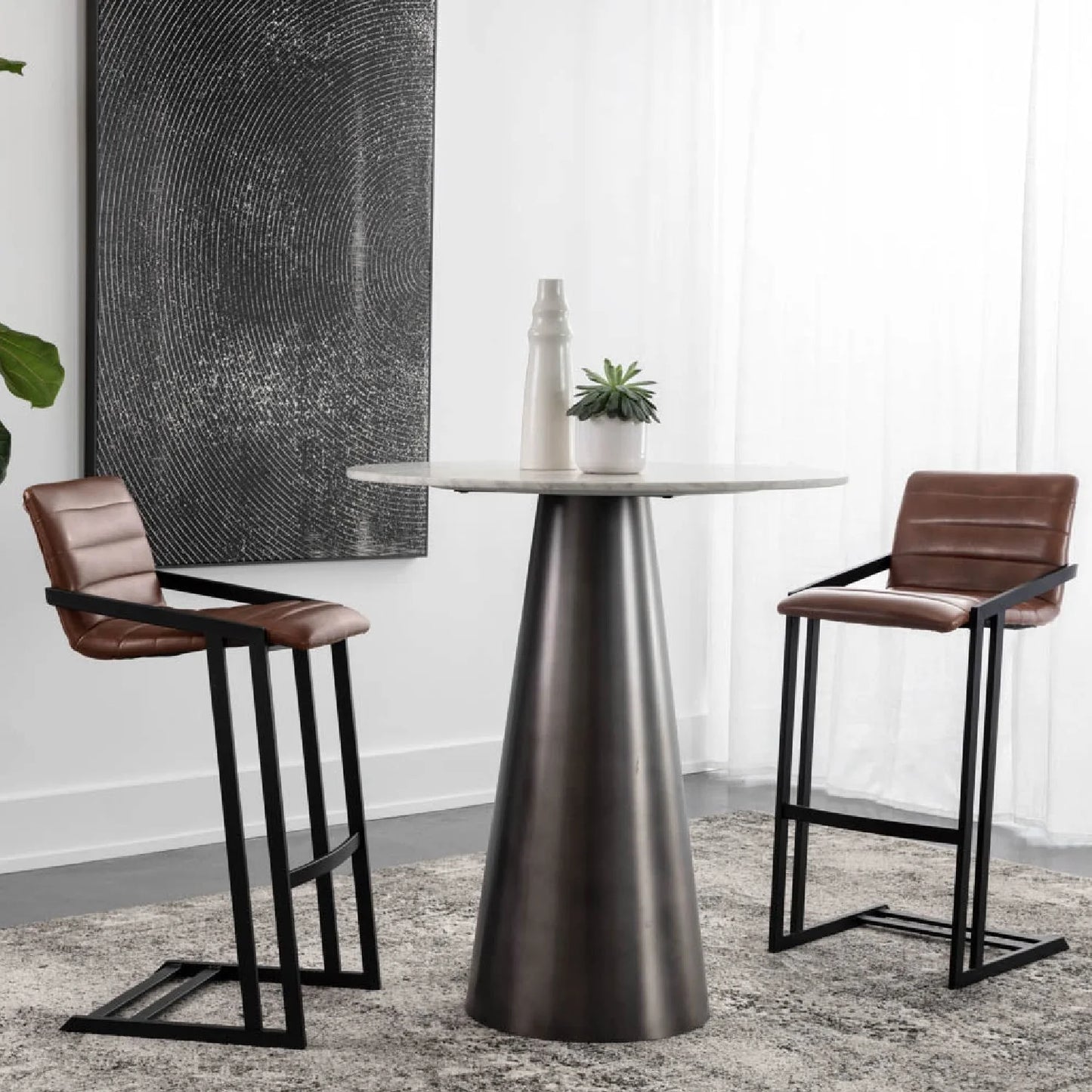 Luxury Upholstered Modern Channel-Tufted Bar Stool European Style for Villa