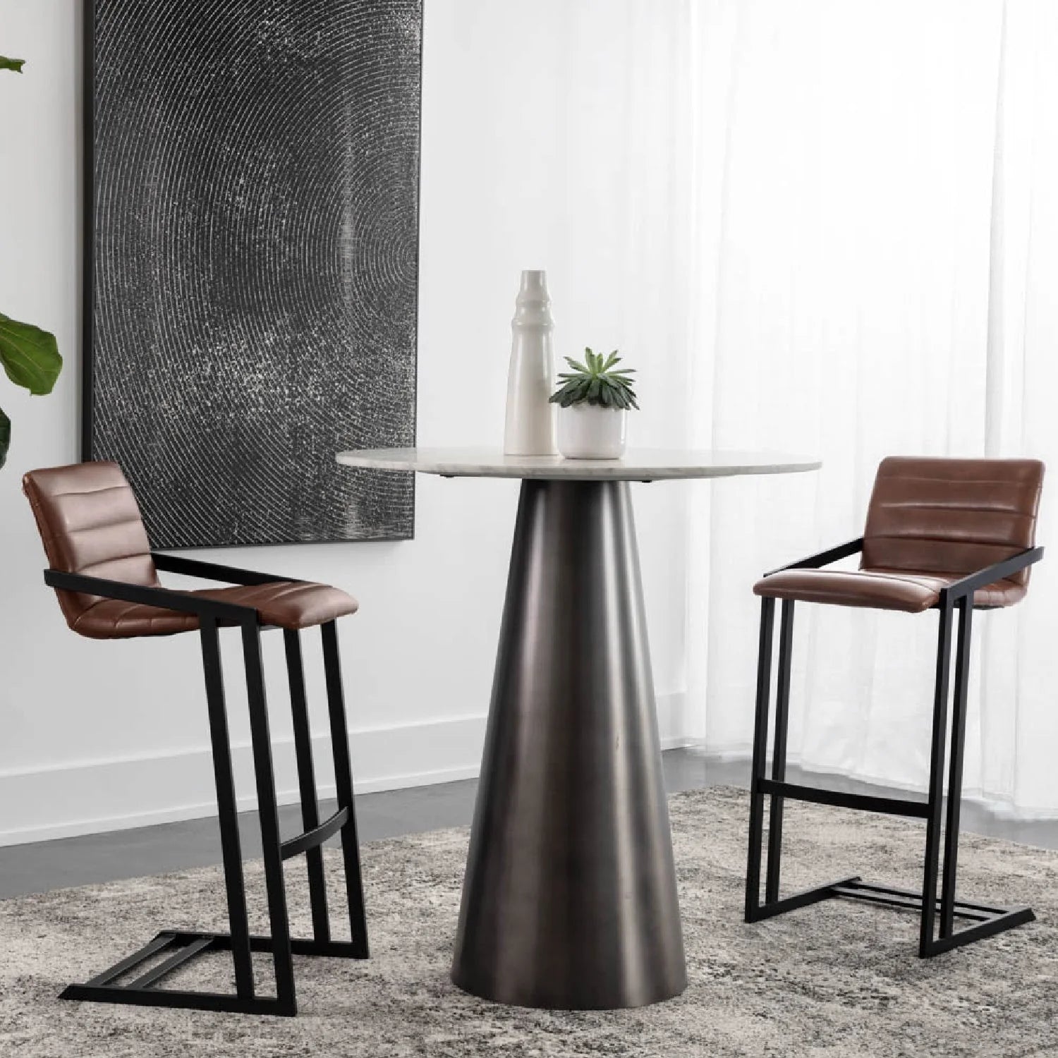Luxury Upholstered Modern Channel-Tufted Bar Stool European Style for Villa