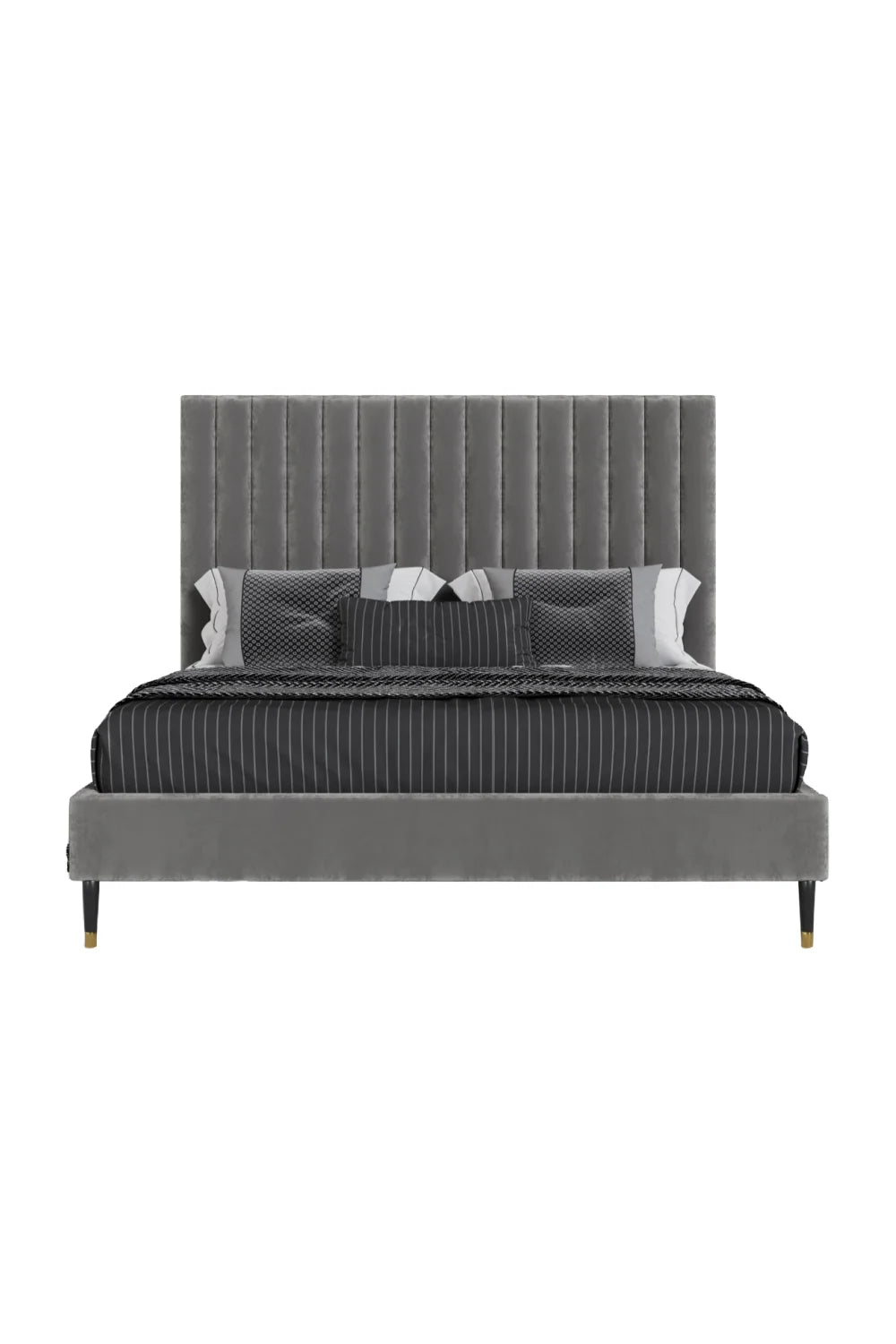 Luxury Upholstered Modern Channel Tufted Bed European Style for Villa