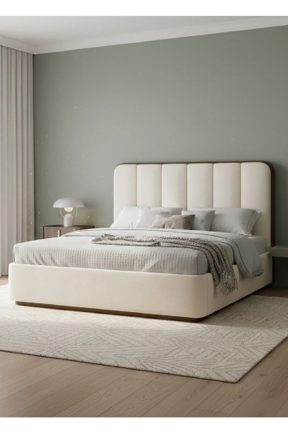 Luxury Upholstered Modern Channel Tufted Bed European Style for Villa
