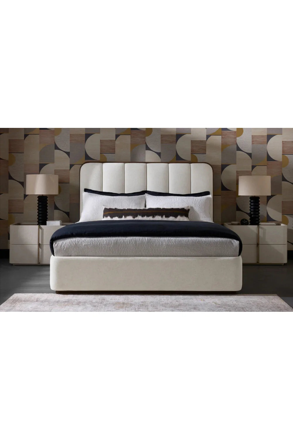 Luxury Upholstered Modern Channel Tufted Bed European Style for Villa