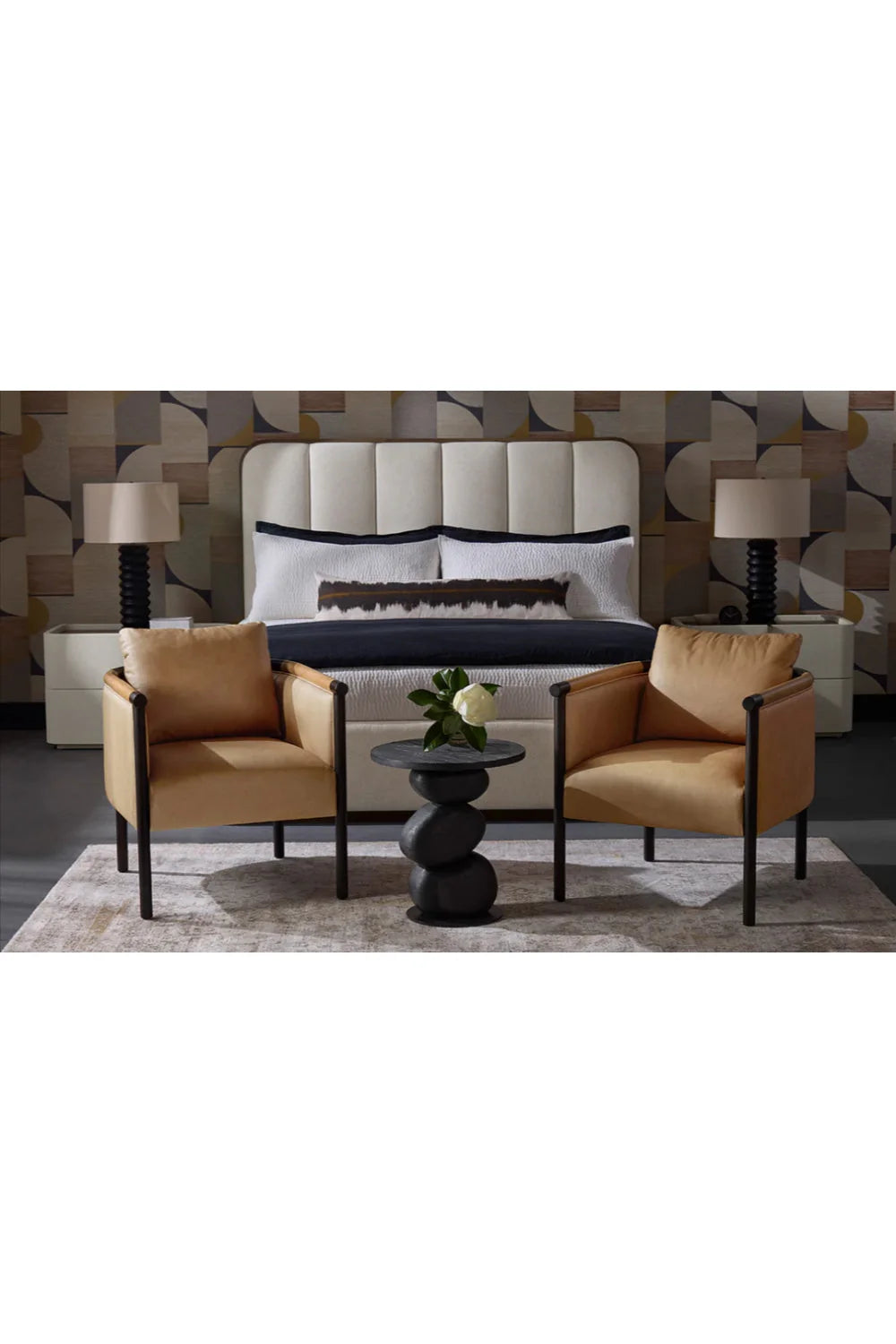 Luxury Upholstered Modern Channel Tufted Bed European Style for Villa