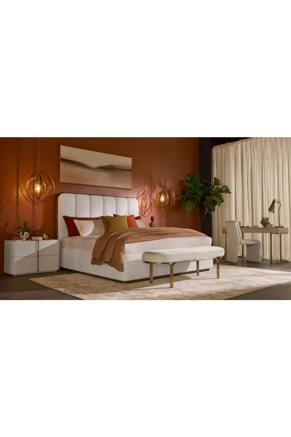 Luxury Upholstered Modern Channel Tufted Bed European Style for Villa