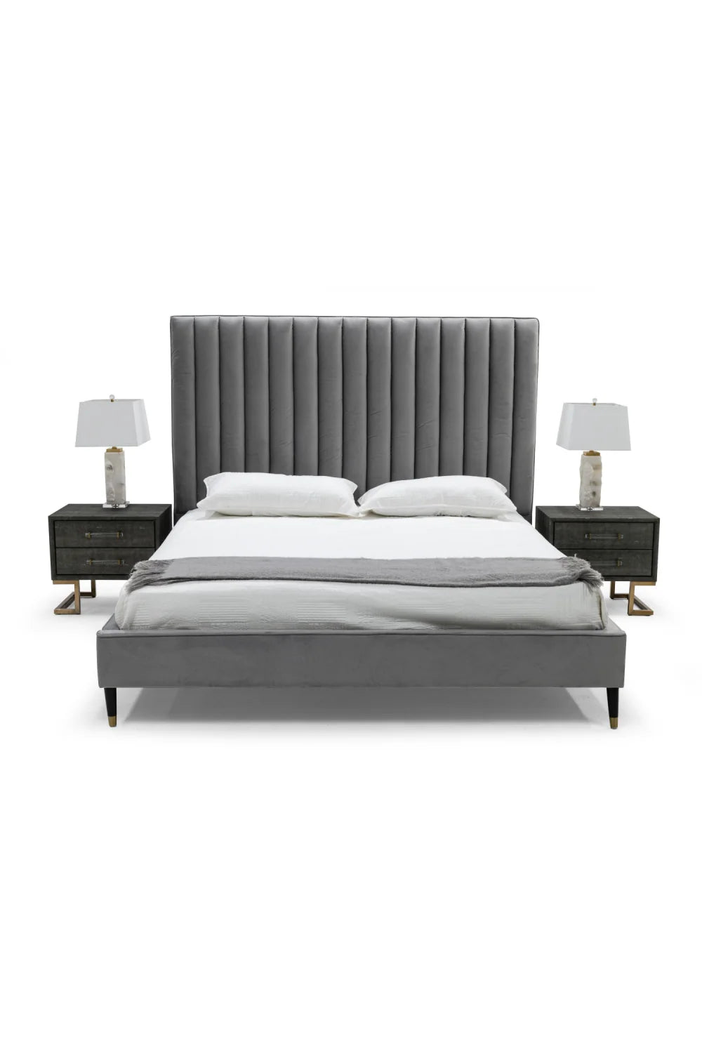 Luxury Upholstered Modern Channel Tufted Bed European Style for Villa