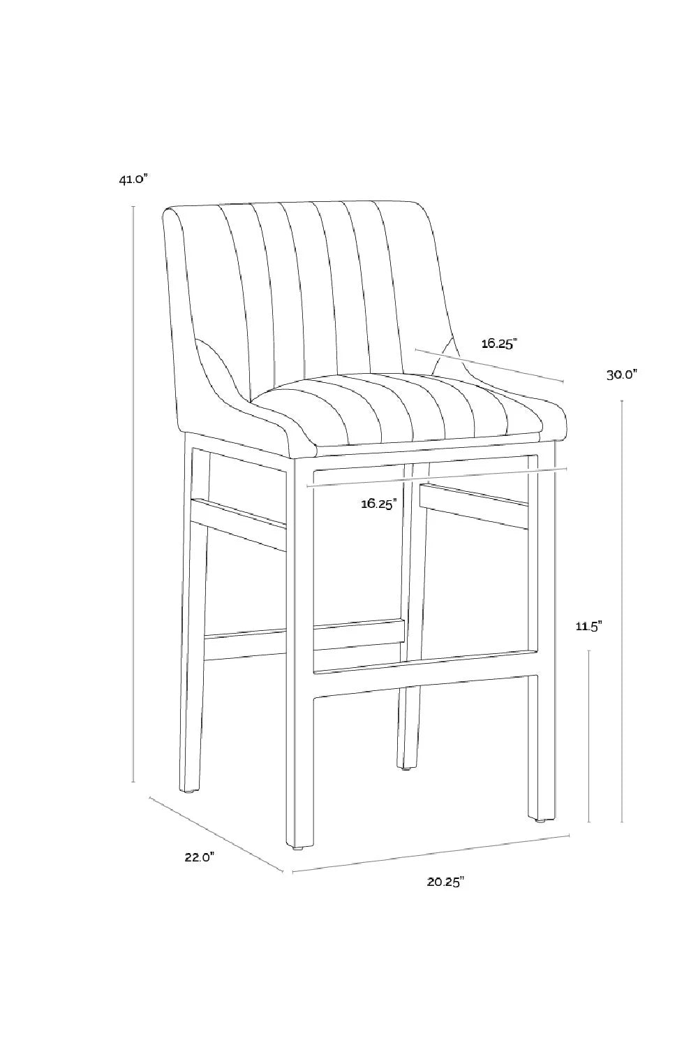 Luxury Upholstered Modern Channeled Bar Stool European Style for Villa