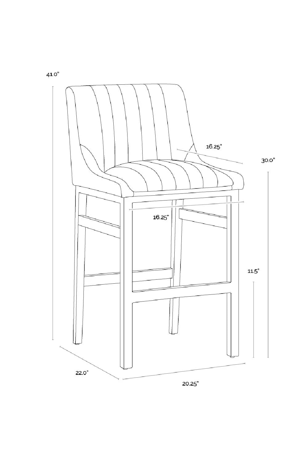 Luxury Upholstered Modern Channeled Bar Stool European Style for Villa