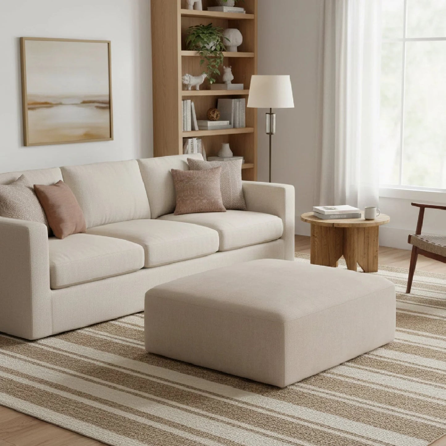 Luxury Upholstered Modern Chenille Ottoman European Style for Villa