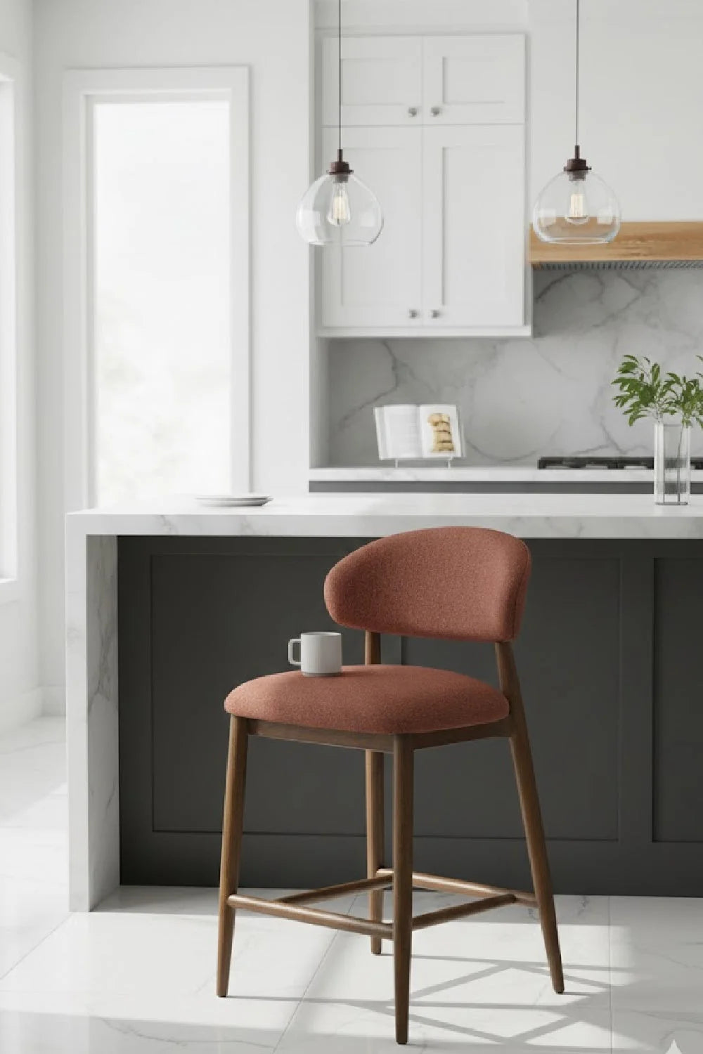 Luxury Upholstered Modern Counter Stool European Style for Villa