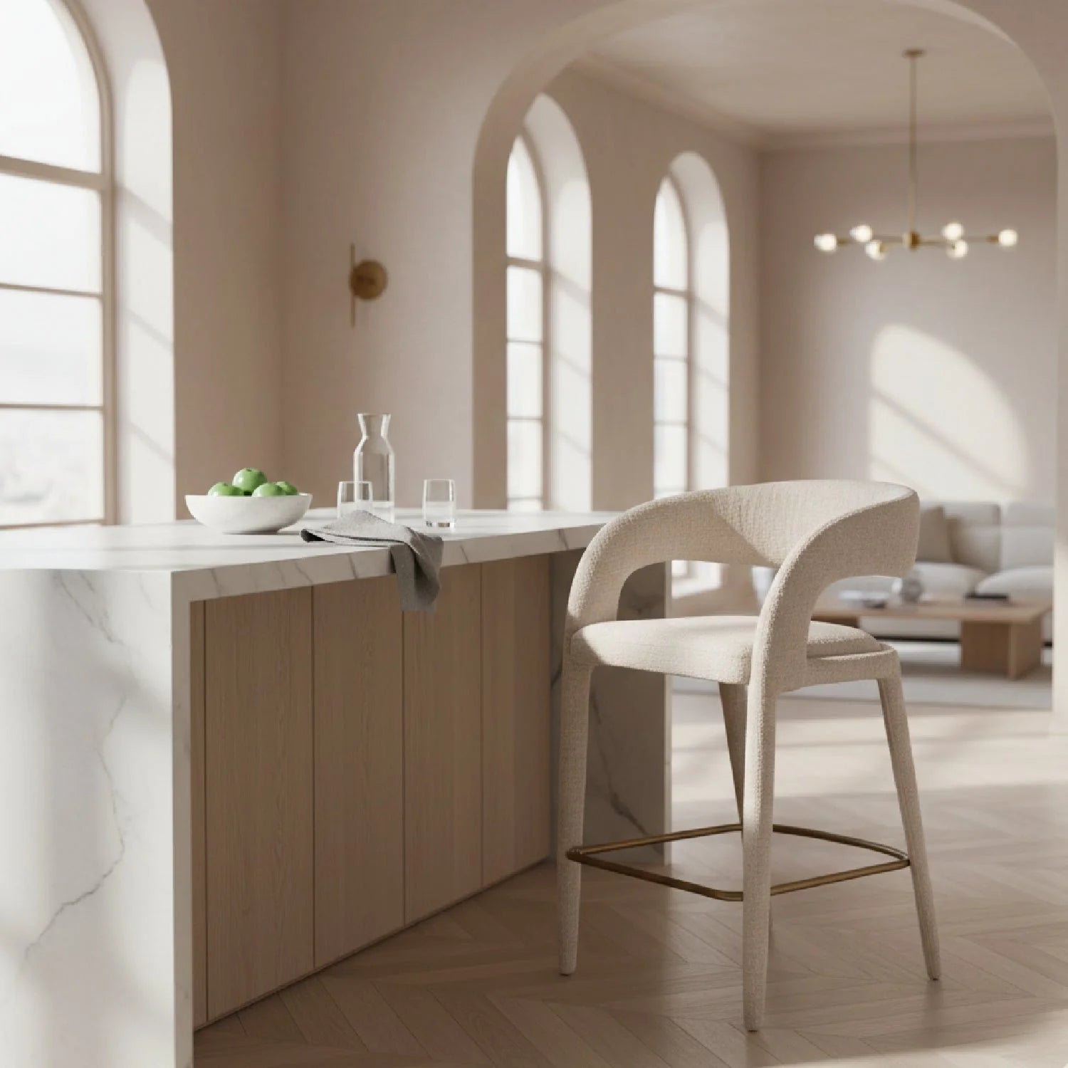Luxury Upholstered Modern Counter Stool European Style for Villa