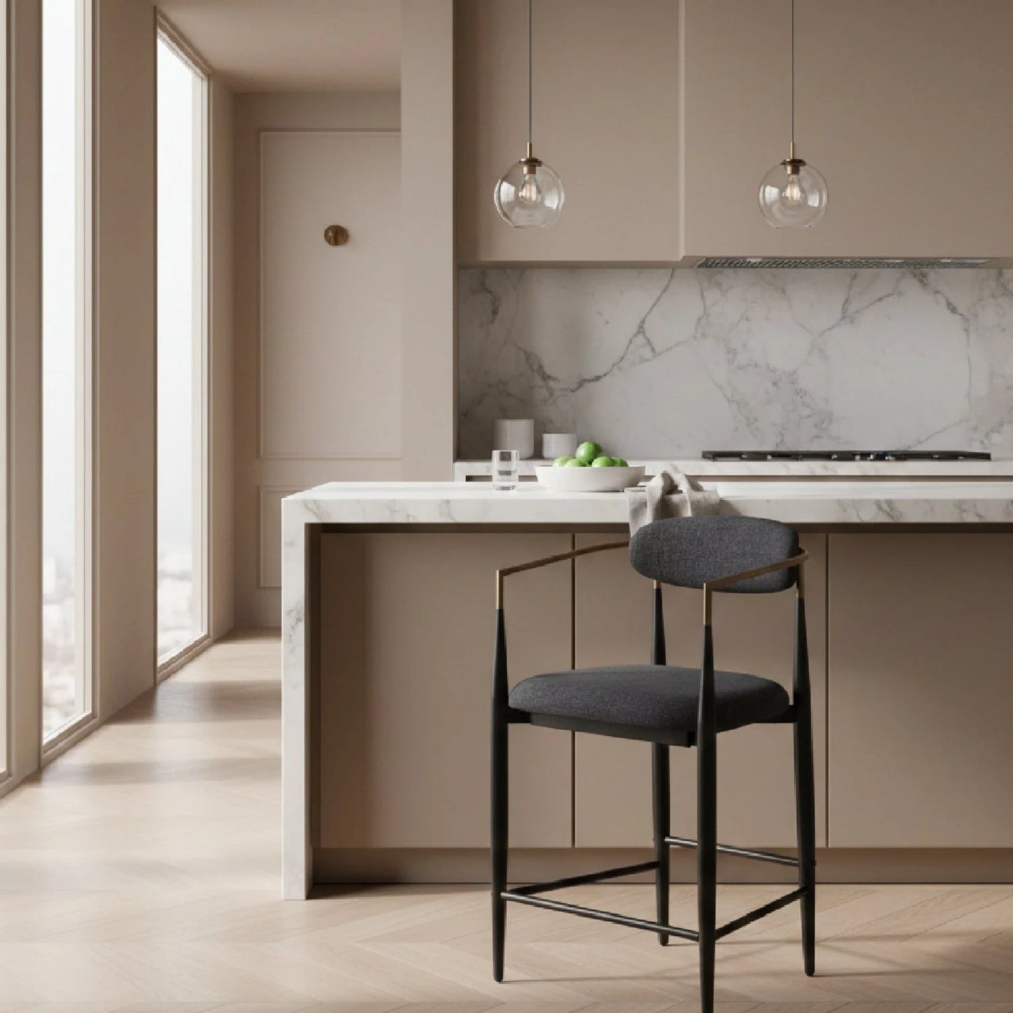 Luxury Upholstered Modern Counter Stool European Style for Villa
