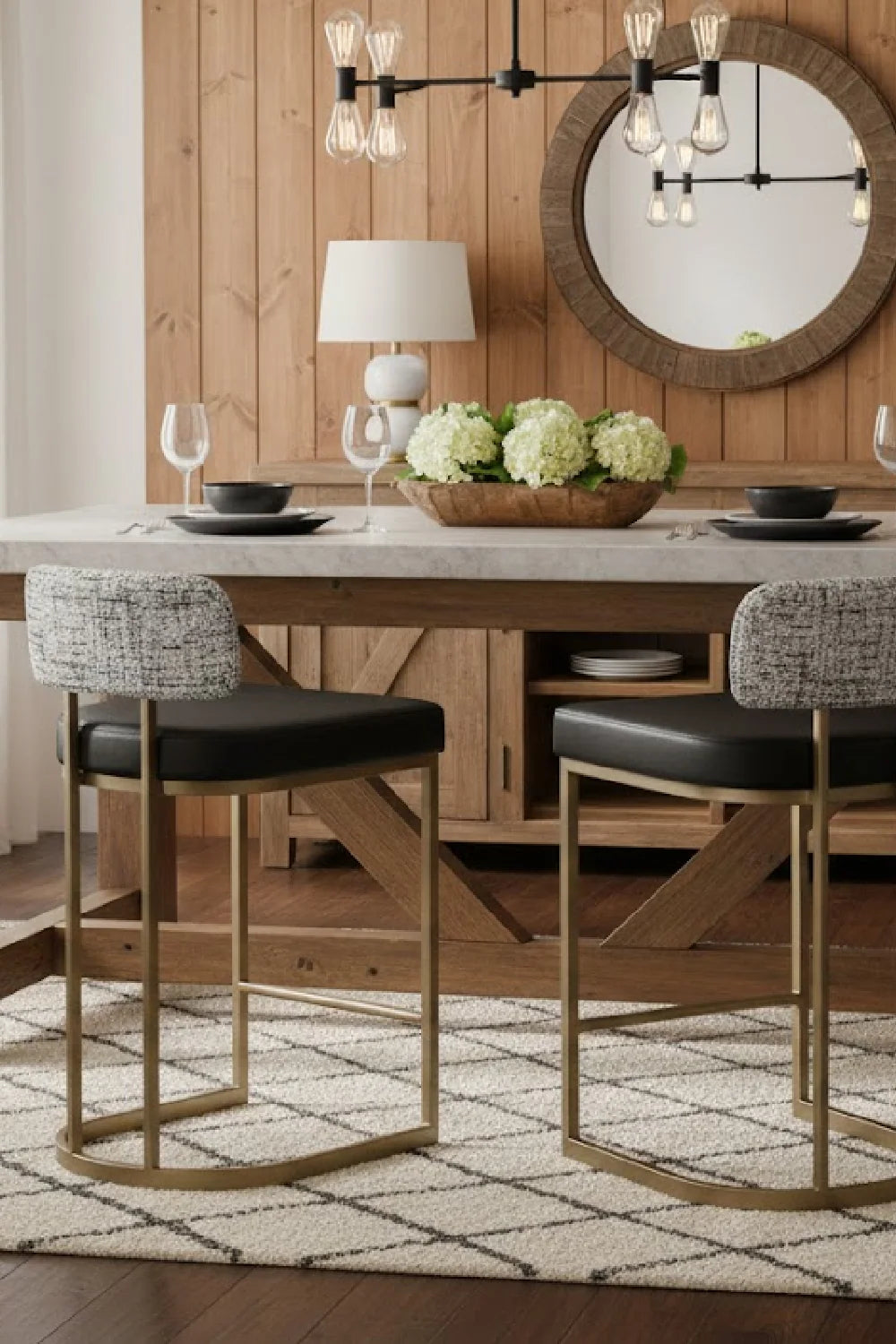 Luxury Upholstered Modern Counter Stool European Style for Villa