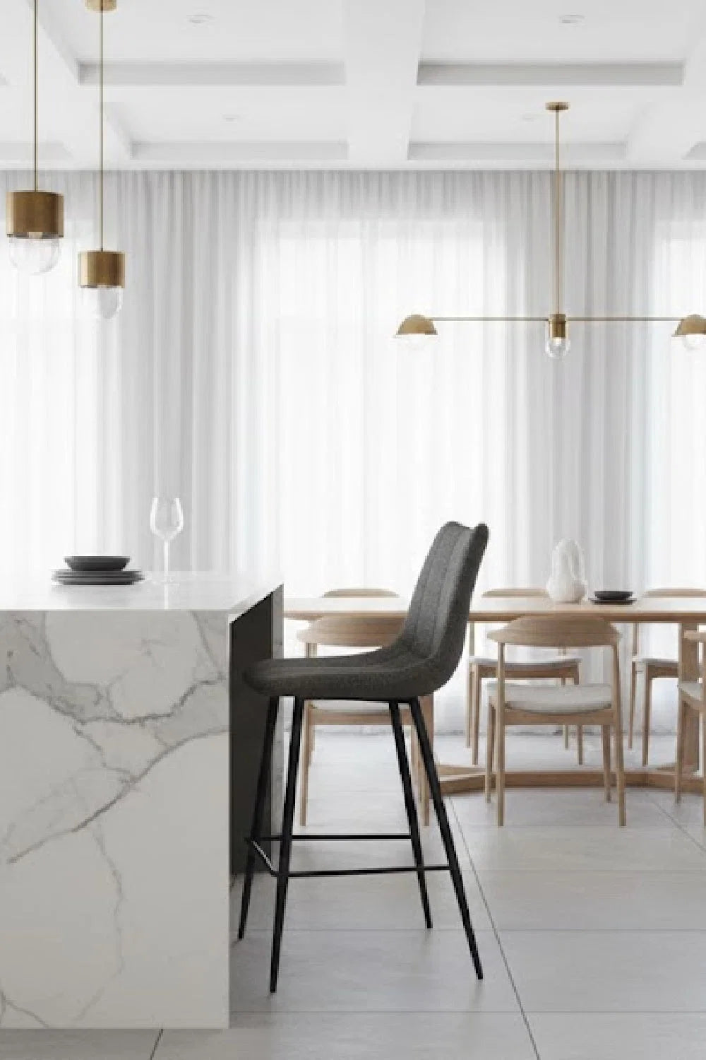 Luxury Upholstered Modern Counter Stool European Style for Villa