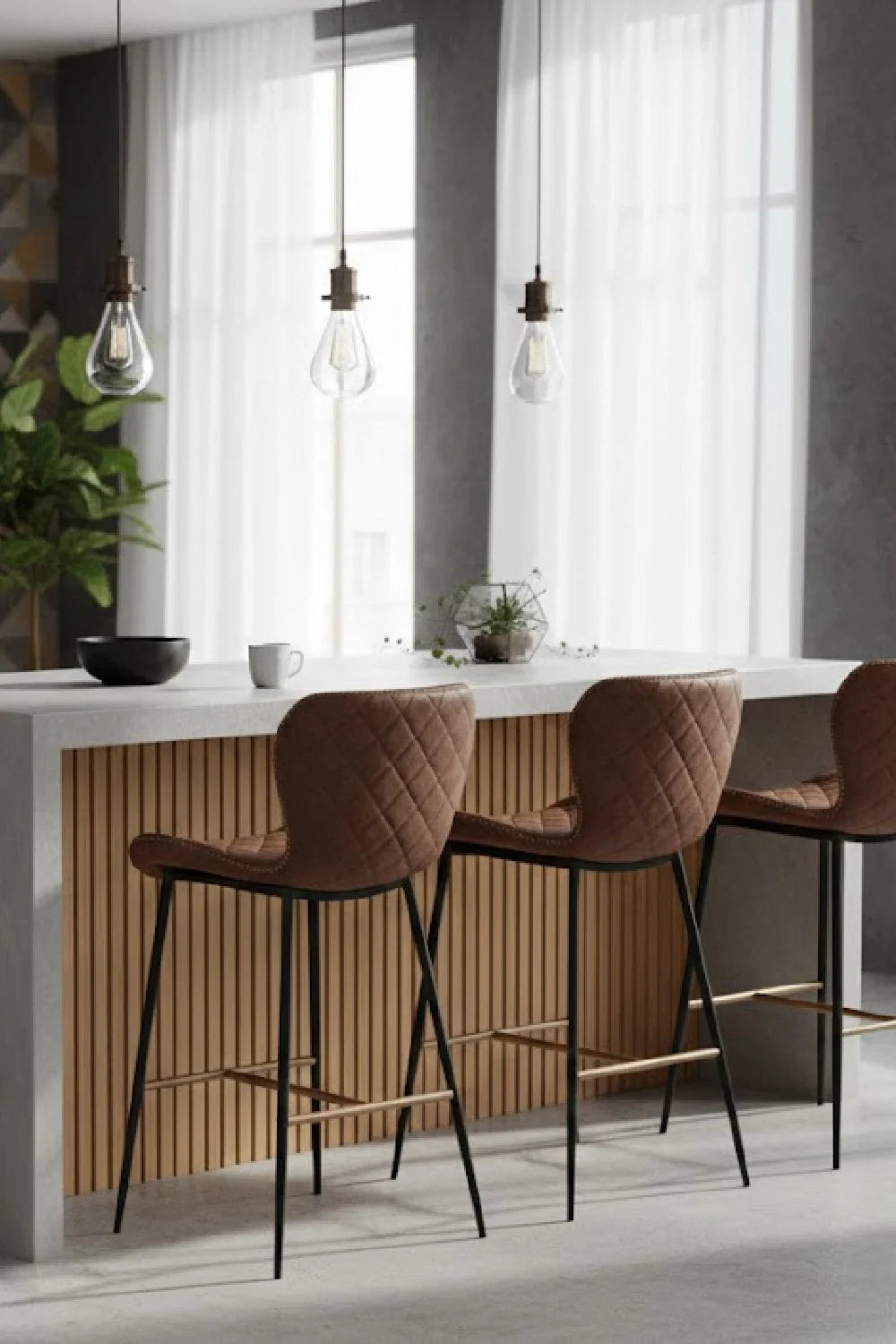 Luxury Upholstered Modern Counter Stool European Style for Villa
