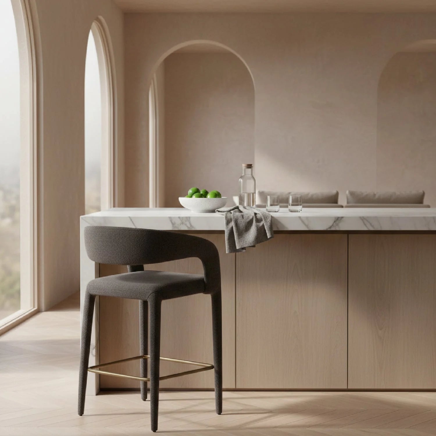 Luxury Upholstered Modern Counter Stool European Style for Villa