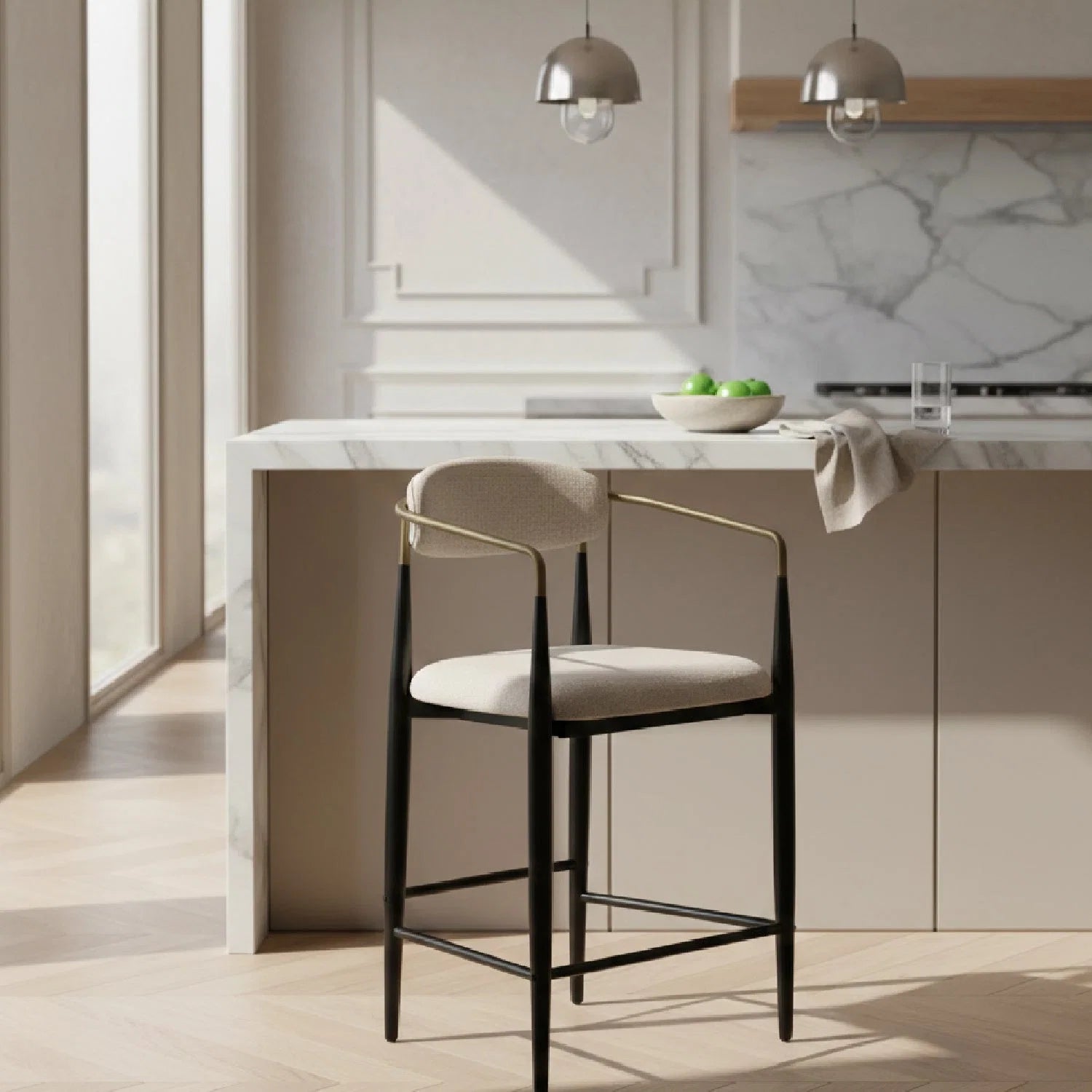 Luxury Upholstered Modern Counter Stool European Style for Villa