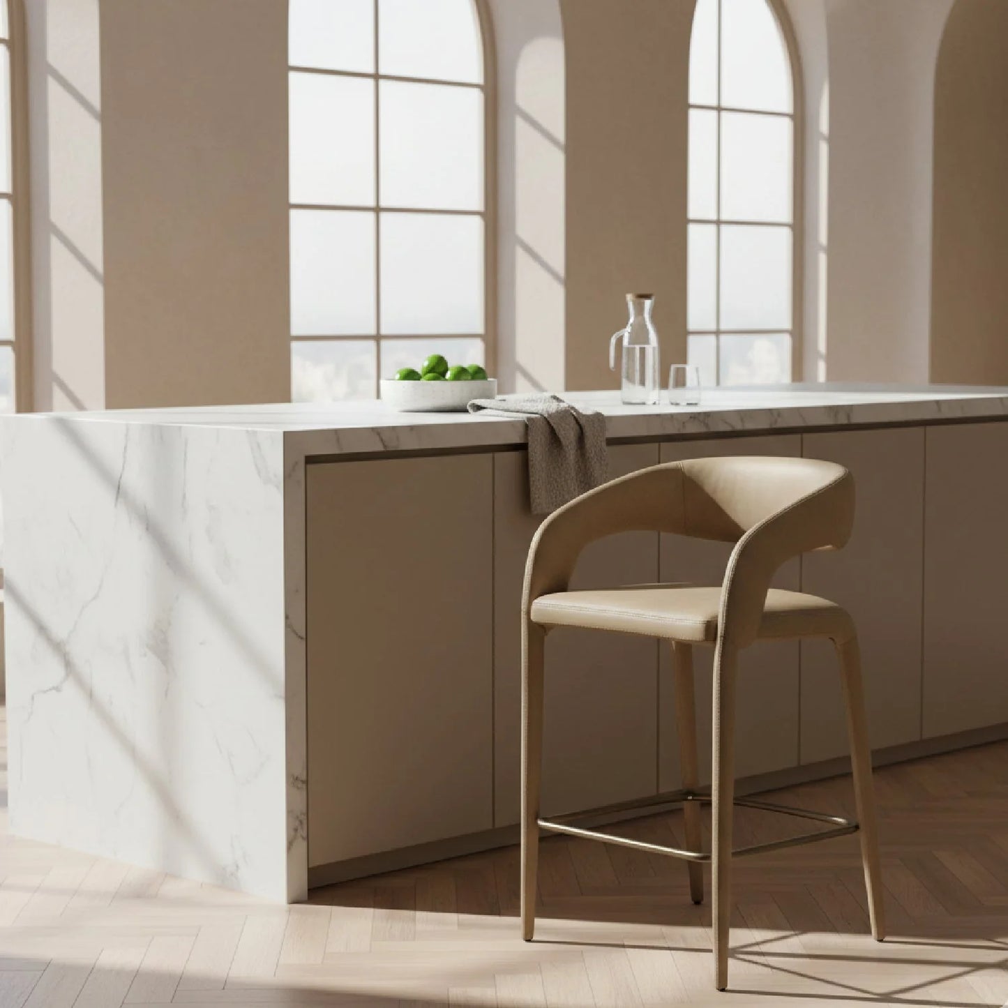 Luxury Upholstered Modern Counter Stool European Style for Villa