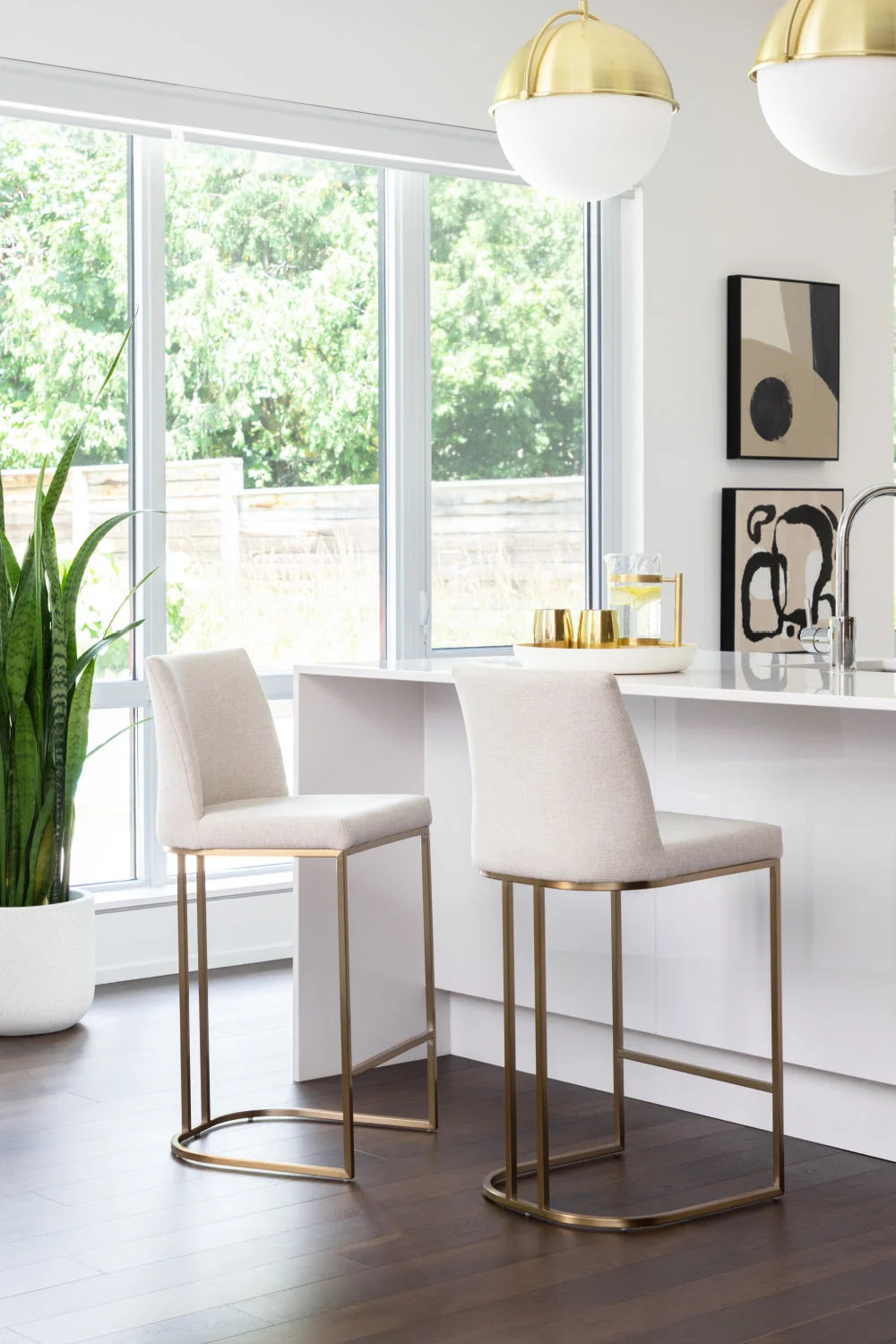 Luxury Upholstered Modern Counter Stool European Style for Villa