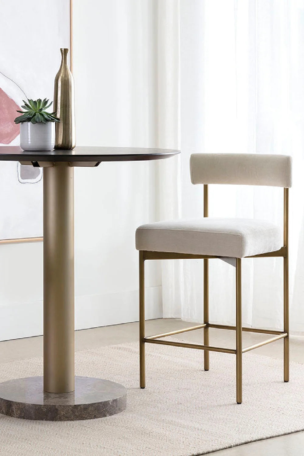 Luxury Upholstered Modern Counter Stool European Style for Villa