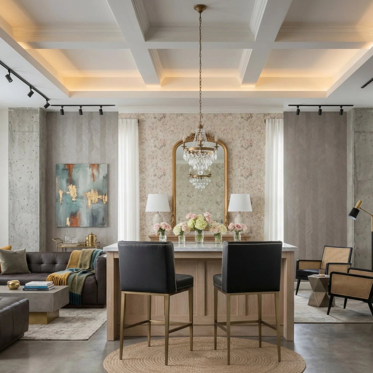 Luxury Upholstered Modern Counter Stool European Style for Villa