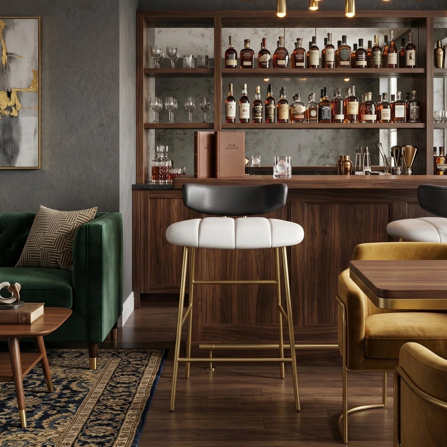 Luxury Upholstered Modern Counter Stool European Style for Villa