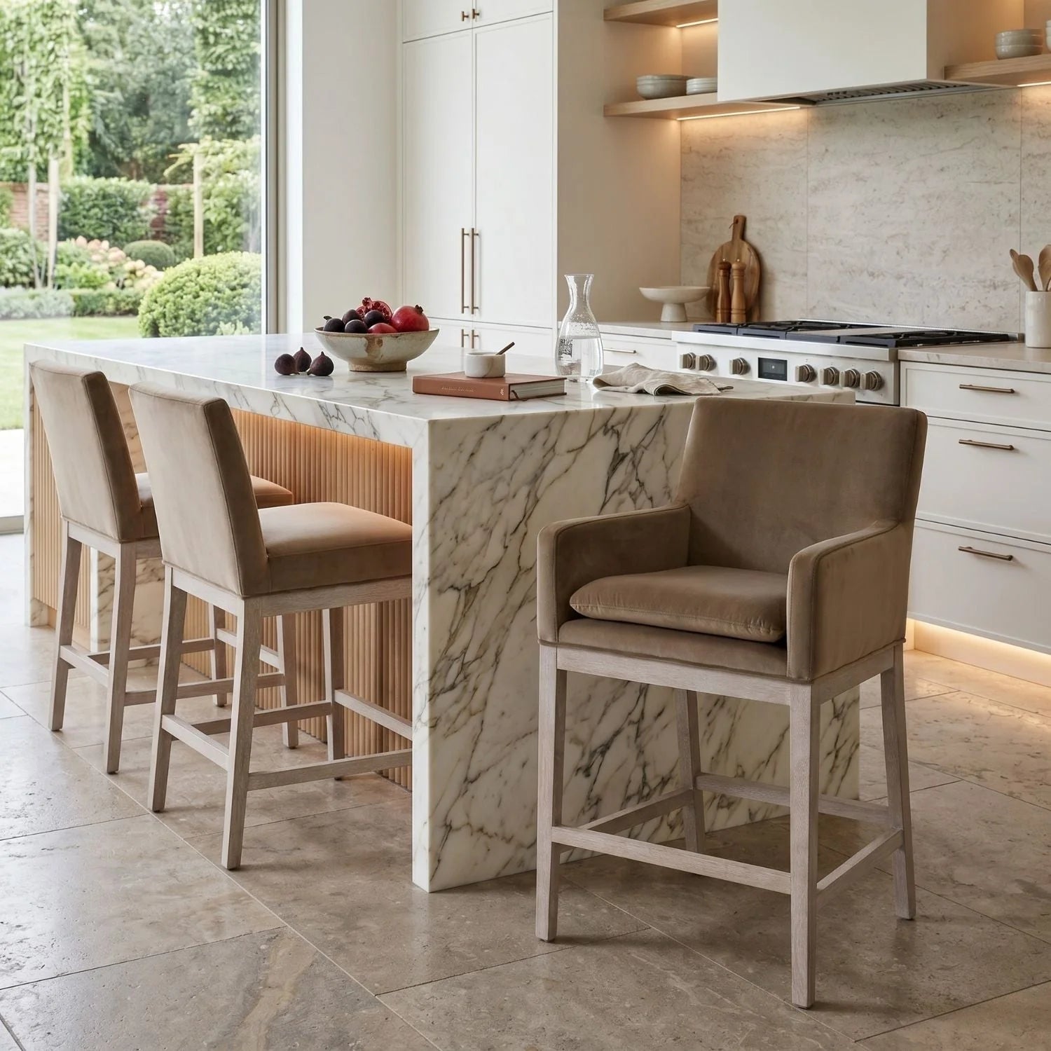 Luxury Upholstered Modern Counter Stool European Style for Villa