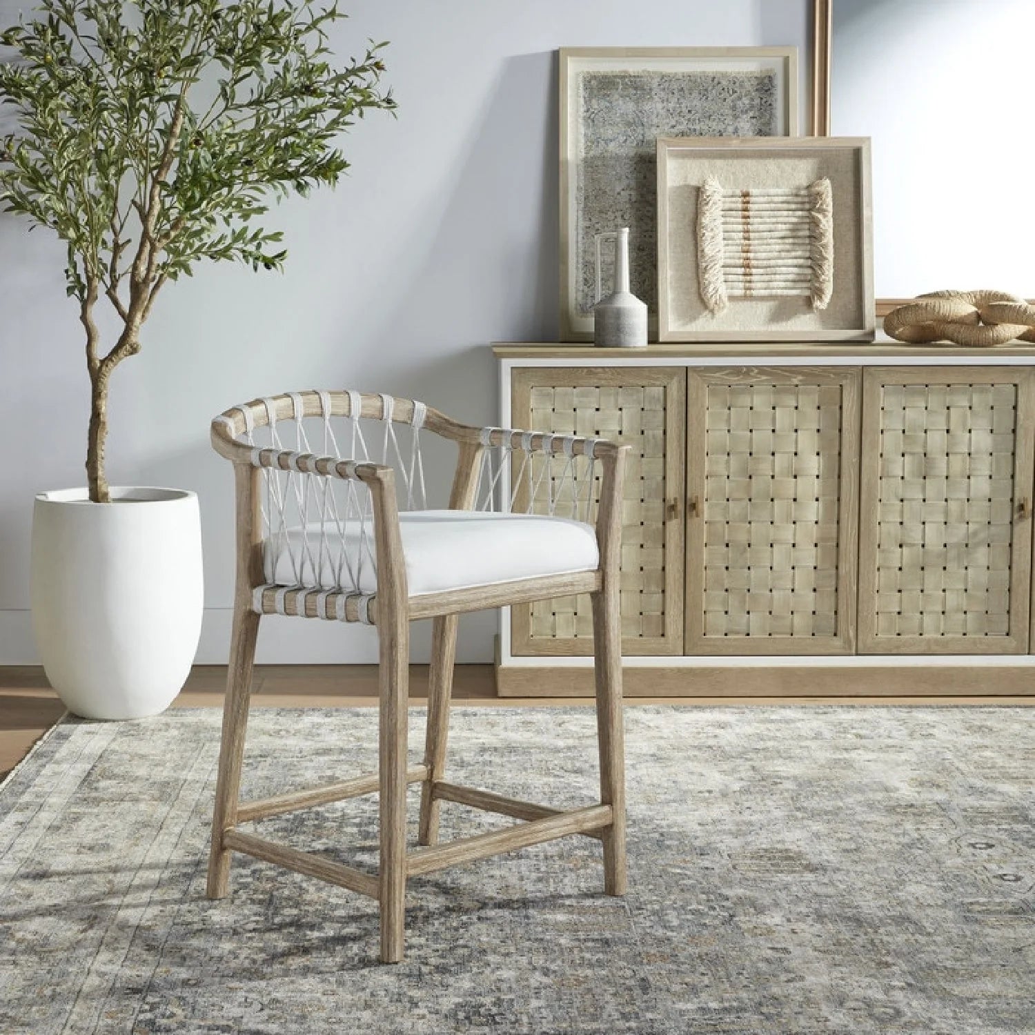 Luxury Upholstered Modern Counter Stool European Style for Villa