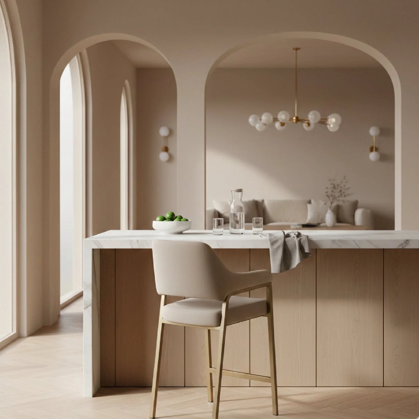 Luxury Upholstered Modern Counter Stool European Style for Villa
